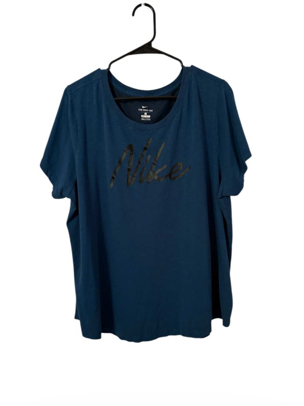 Nike Script Logo Navy Blue Athletic Short Sleeve